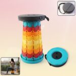 Collapsible Stool with Handle for Portable Seating (44x25.5 cm) - Front View by Nari Haat, Indian ethnic wear, women ...