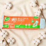 Beautiful Basics Orange Cotton Maxi Sanitary Pads XL+ 280mm Pack of 6 Pads - Neckline Detail by Nari Haat, Indian eth...