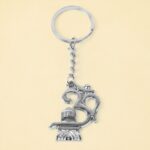Om with Shivling Metal Keychain (1 Pc) - Neckline Detail by Nari Haat, Indian ethnic wear, women clothing, designer suit
