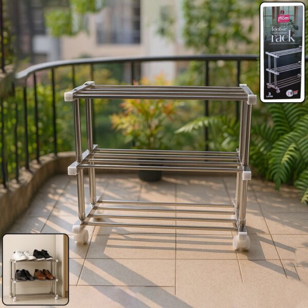 Supermom Stainless Steel Multipurpose Shoe & Storage Rack - (1 pc) - Front View by Nari Haat, Indian ethnic wear, wom...