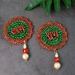 Shubh Labh Beaded Decorative Door Hanging (2 Pc) - Front View by Nari Haat, Indian ethnic wear, women clothing, desig...