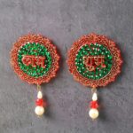 Shubh Labh Beaded Decorative Door Hanging (2 Pc) - Neckline Detail by Nari Haat, Indian ethnic wear, women clothing, ...