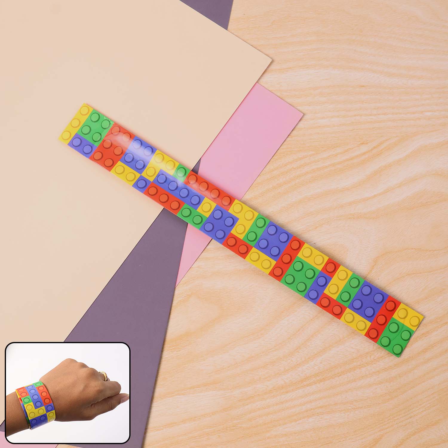 SlapBandSingle-WOSKU-01.jpg Colorful Snap Slap Bracelet Toy (1 Pc ) - Front View by Nari Haat, Indian ethnic wear, women clothing, designer suit