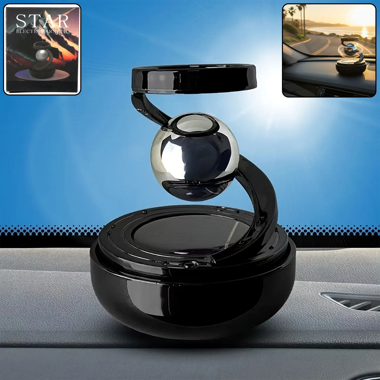 Premium Solar-Powered Rotating Car Air Freshener divine car accessories