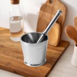 Heavy Duty Stainless Steel Mortar Pestle Set for Kitchen, Khalbatta Set (2 Pc Set) - Fabric Detail by Nari Haat, Indi...