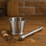 Heavy Duty Stainless Steel Mortar Pestle Set for Kitchen, Khalbatta Set (2 Pc Set) - Closeup Embroidery by Nari Haat,...