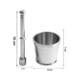 Heavy Duty Stainless Steel Mortar Pestle Set for Kitchen, Khalbatta Set (2 Pc Set) - Back View by Nari Haat, Indian e...