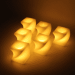 Set of 6 LED Flameless Decorative Candles – Square Shape Tealight Lamps - Neckline Detail by Nari Haat, Indian ethn...