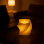 Set of 6 LED Flameless Decorative Candles – Square Shape Tealight Lamps - Closeup Embroidery by Nari Haat, Indian e...