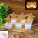 Set of 6 Decorative LED Star Candles - Front View by Nari Haat, Indian ethnic wear, women clothing, designer suit
