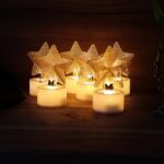 Set of 6 Decorative LED Star Candles - Full Detail by Nari Haat, Indian ethnic wear, women clothing, designer suit