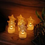 Set of 6 Decorative LED Star Candles - Fabric Detail by Nari Haat, Indian ethnic wear, women clothing, designer suit