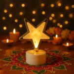 Decorative Star Shaped Flameless LED Candles (4 Pc) - Closeup Embroidery by Nari Haat, Indian ethnic wear, women clot...