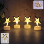 Decorative Star Shaped Flameless LED Candles (4 Pc) - Front View by Nari Haat, Indian ethnic wear, women clothing, de...