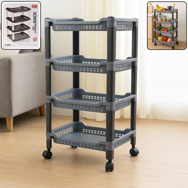 Apex 4-Layer Big Multipurpose Plastic Storage Rack - Front View by Nari Haat, Indian ethnic wear, women clothing, des...