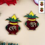 Shubh Labh Kalash Shaped Wall Hangings (2 Pc) - Front View by Nari Haat, Indian ethnic wear, women clothing, designer...