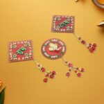 Decorative Wall Hanging Set with Shubh Labh and Ganesh Design (3 Pc) - Back View by Nari Haat, Indian ethnic wear, wo...
