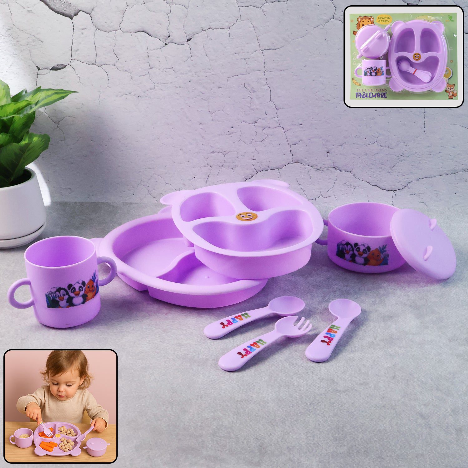 Tableware-WOSKU-01.jpg Children’s Tableware Dining - (Set) - Front View by Nari Haat, Indian ethnic wear, women clothing, designer suit