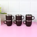 Apex Premium Double Wall Stainless Steel Cappuccino Mug Gift Set (6 Pc / 100 ML) - Fabric Detail by Nari Haat, Indian...