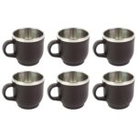 Apex Premium Double Wall Stainless Steel Cappuccino Mug Gift Set (6 Pc / 100 ML) - Sleeve Design by Nari Haat, Indian...