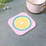 Premium Silicone Drink Coaster (1 Pc, 8×8 cm / Mix Design) - Fabric Detail by Nari Haat, Indian ethnic wear, women c...