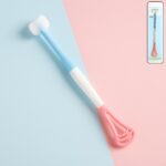 2-in-1 Baby Tongue Cleaner and Oral Massager Stick with Soft Silicone Brush Head - Front View by Nari Haat, Indian et...