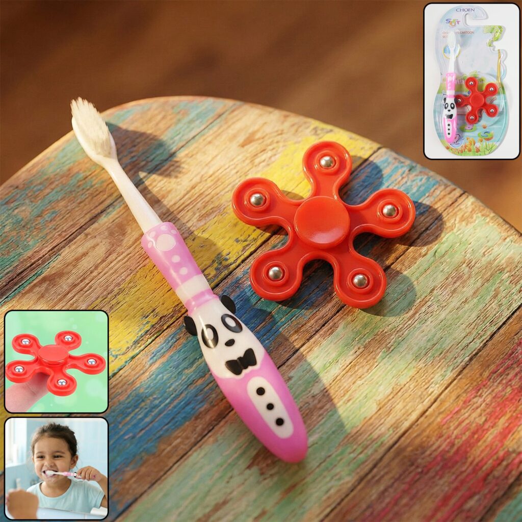 Kids Toothbrush and Fidget Spinner Toy Set - Front View by Nari Haat, Indian ethnic wear, women clothing, designer suit