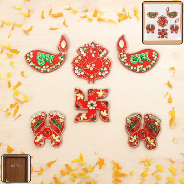Traditional Decorative Shubh Labh Door Hanging (6 Pc / 1 Set) - Front View by Nari Haat, Indian ethnic wear, women cl...