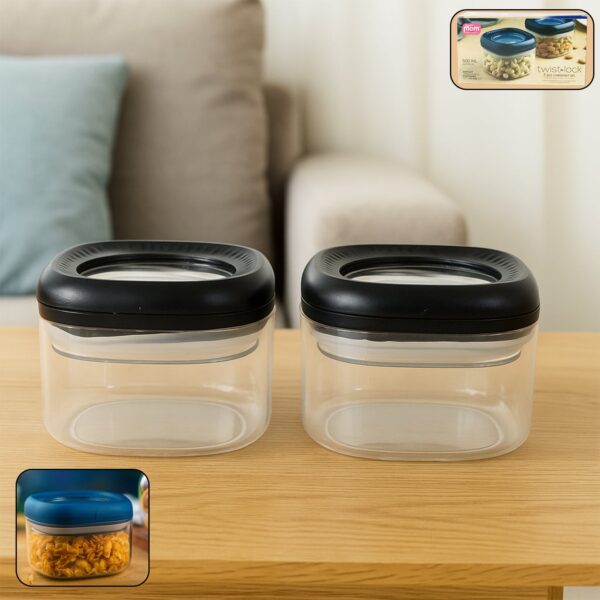 Supermom Plastic Twist & Lock Storage Container Set (500ML / 2 Pc ) - Front View by Nari Haat, Indian ethnic wear, wo...