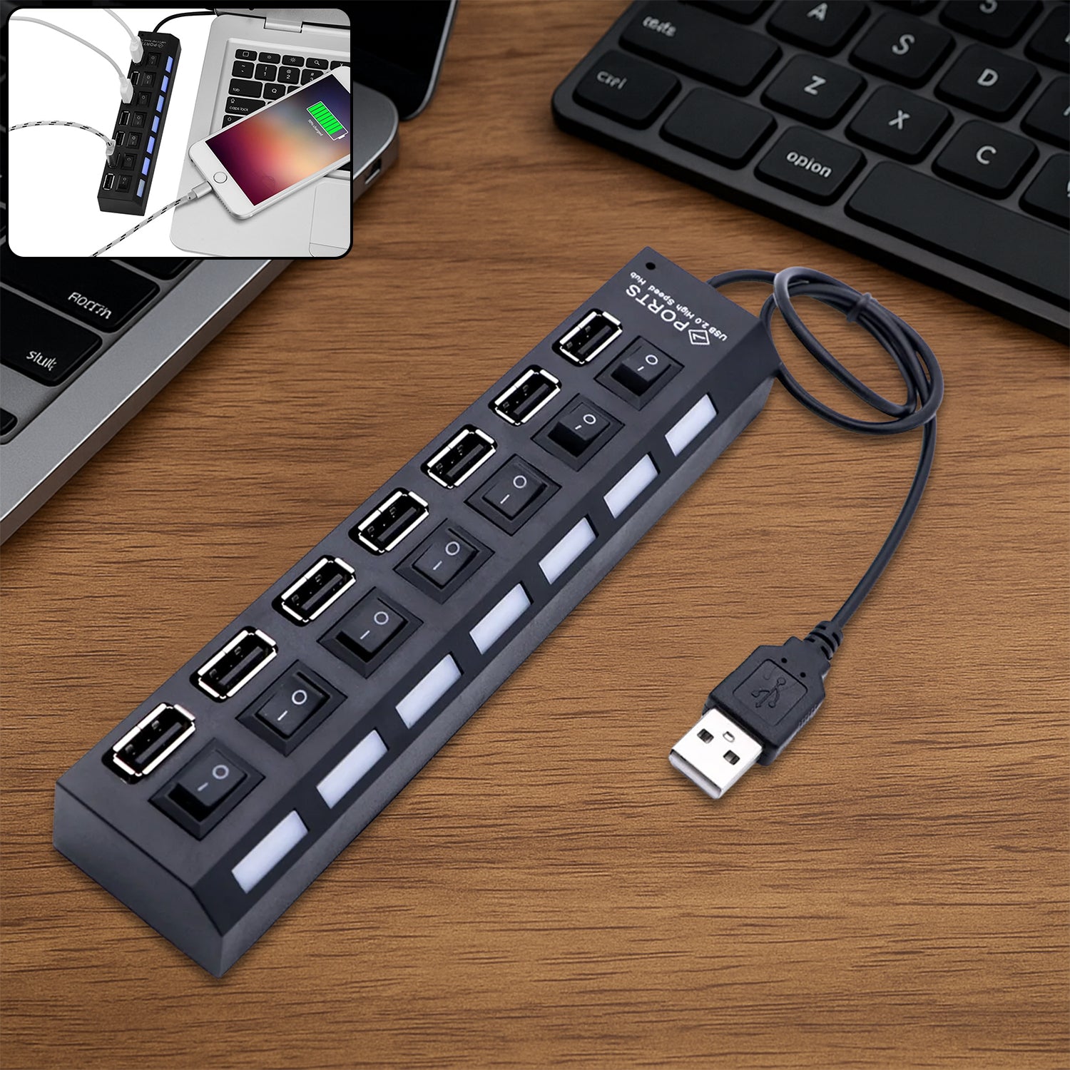 7 Port USB 2.0 Hub Splitter
