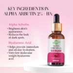 VIGI&GLO Alpha Arbutin 2% Face Serum | Dark Spots, Pigmentation & Glow | Herbal | 30ml - Closeup Embroidery b...