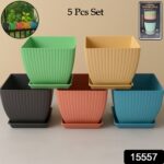 Trendy Square Plastic Flower Pots Set of 5 - With Dupatta by Nari Haat, Indian ethnic wear, women clothing, designer ...