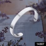 Minimalist Polished Open-Ended Silver-Tone Stainless Steel Kada (1 Pc) - With Dupatta by Nari Haat, Indian ethnic wea...