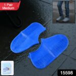 Blue Non-Slip Silicone Rain Anti skid Waterproof Fordable Boot Shoe Cover (1 Pair) - With Dupatta by Nari Haat, India...