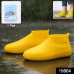 Yellow Non-Slip Silicone Rain Shoe Cover – Waterproof Foldable Anti-Skid (1 Pair) - With Dupatta by Nari Haat, Indi...