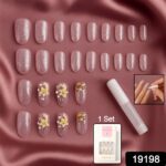 Glitter 3D Floral Press-On Artificial Nail Tips with Nail Glue fake nails (1 Set) - With Dupatta by Nari Haat, Indian...