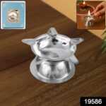 Stainless Steel Lotus Design Diya (1 Pc) - With Dupatta by Nari Haat, Indian ethnic wear, women clothing, designer suit