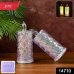 Decorative LED Candle Lights with Holographic Finish (2 Pc / Set) - With Dupatta by Nari Haat, Indian ethnic wear, wo...