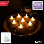 Lotus Shaped LED Flameless Tealight Candles - (8 Pc) - With Dupatta by Nari Haat, Indian ethnic wear, women clothing,...