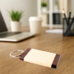 Premium Wooden Keychain with Dual Tone Finish (1 Pc) - Fabric Detail by Nari Haat, Indian ethnic wear, women clothing...