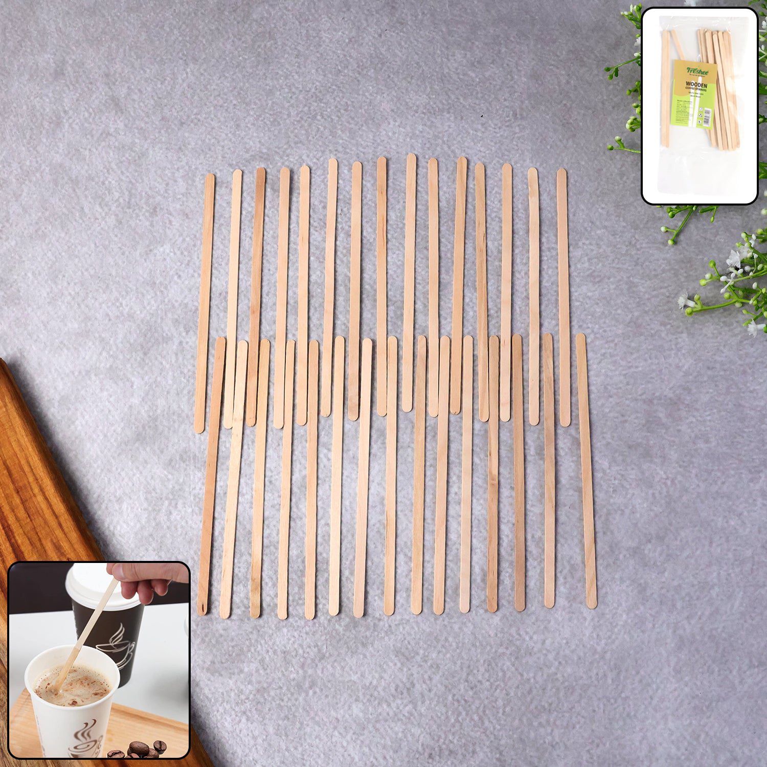 Woodencoffeestring-WOSKU-01.jpg Freshee Wooden Coffee Stirrers 140×5×1 mm – 30 Pcs Pack - Front View by Nari Haat, Indian ethnic wear, women clot...