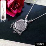 Oxidised Silver Traditional Long Necklace (1 Pc) - With Dupatta by Nari Haat, Indian ethnic wear, women clothing, des...