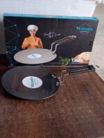 Premium Non-Stick Flat Roti Tawa with Heat-Resistant Handle (10 Inch / 1 Pc) - Fabric Detail by Nari Haat, Indian eth...