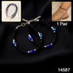 Adjustable Black Bead Evil Eye Protection Bracelet Set (2 Pc) - With Dupatta by Nari Haat, Indian ethnic wear, women ...