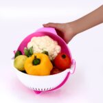 Multifunctional Vegetable Fruits Cutter Shredder with Rotating Drain Basket - Neckline Detail by Nari Haat, Indian et...