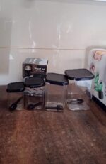 Plastic Air Tight Containers Storage (4 Pc Set With 4 Spoon) - Fabric Detail by Nari Haat, Indian ethnic wear, women ...