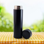 Black Vacuum Insulated Water Bottle (1 Pc / 500ML) - Front View by Nari Haat, Indian ethnic wear, women clothing, des...