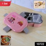 Kids Cartoon Lunch Box Set with Stainless-Steel Inner Tray (1 Set) - With Dupatta by Nari Haat, Indian ethnic wear, w...