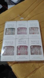 Reusable Press-On Artificial Nails with Adhesive Stickers fake nails (1 Pkt) - Full Detail by Nari Haat, Indian ethni...