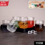 Transparent Diamond-Pattern Drinking Glass Set (6 Pc Set) - With Dupatta by Nari Haat, Indian ethnic wear, women clot...